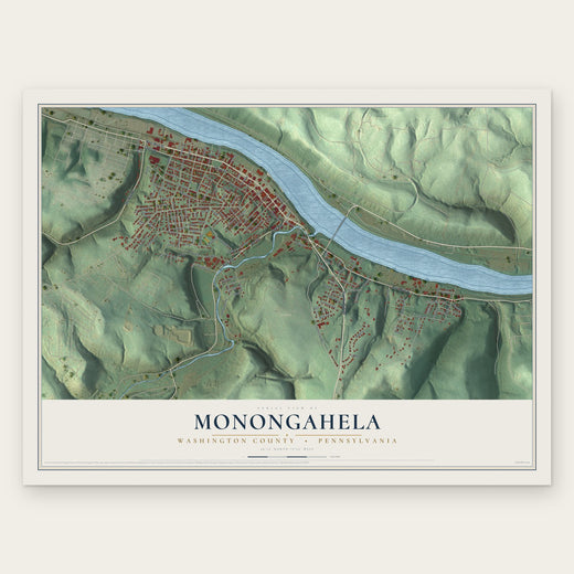Monongahela, Washington County, Pennsylvania map print, the full design