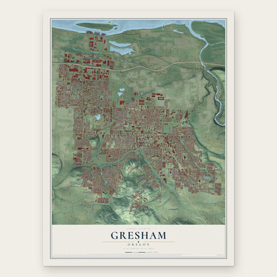 Gresham, Oregon map print, the full design