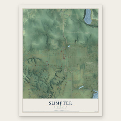 Sumpter, Wisconsin map print, the full design