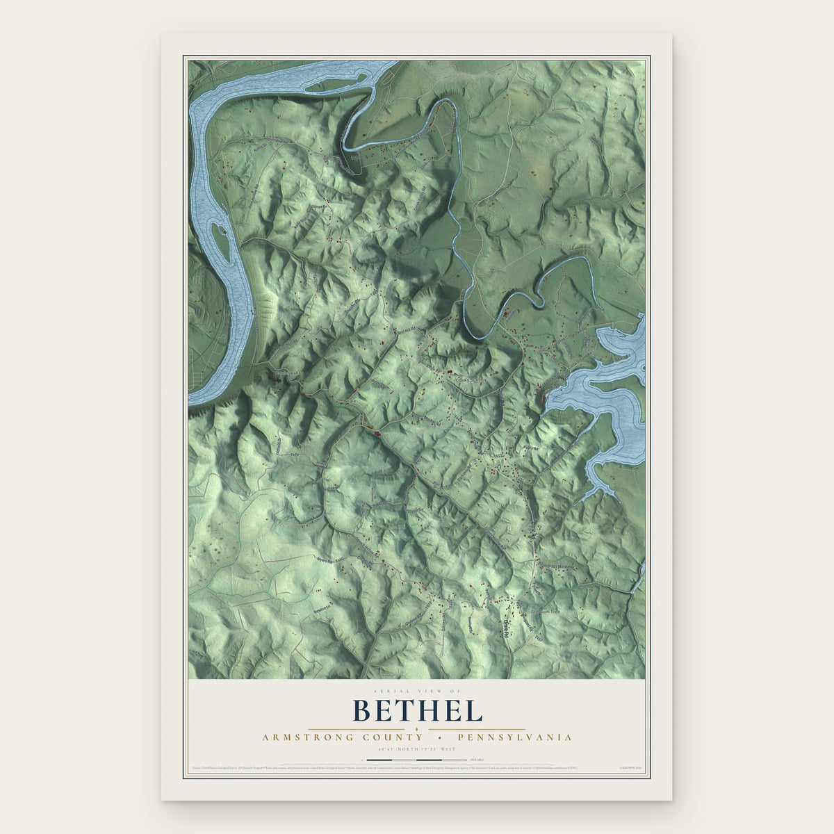 Bethel, Armstrong County, Pennsylvania map print, the full design