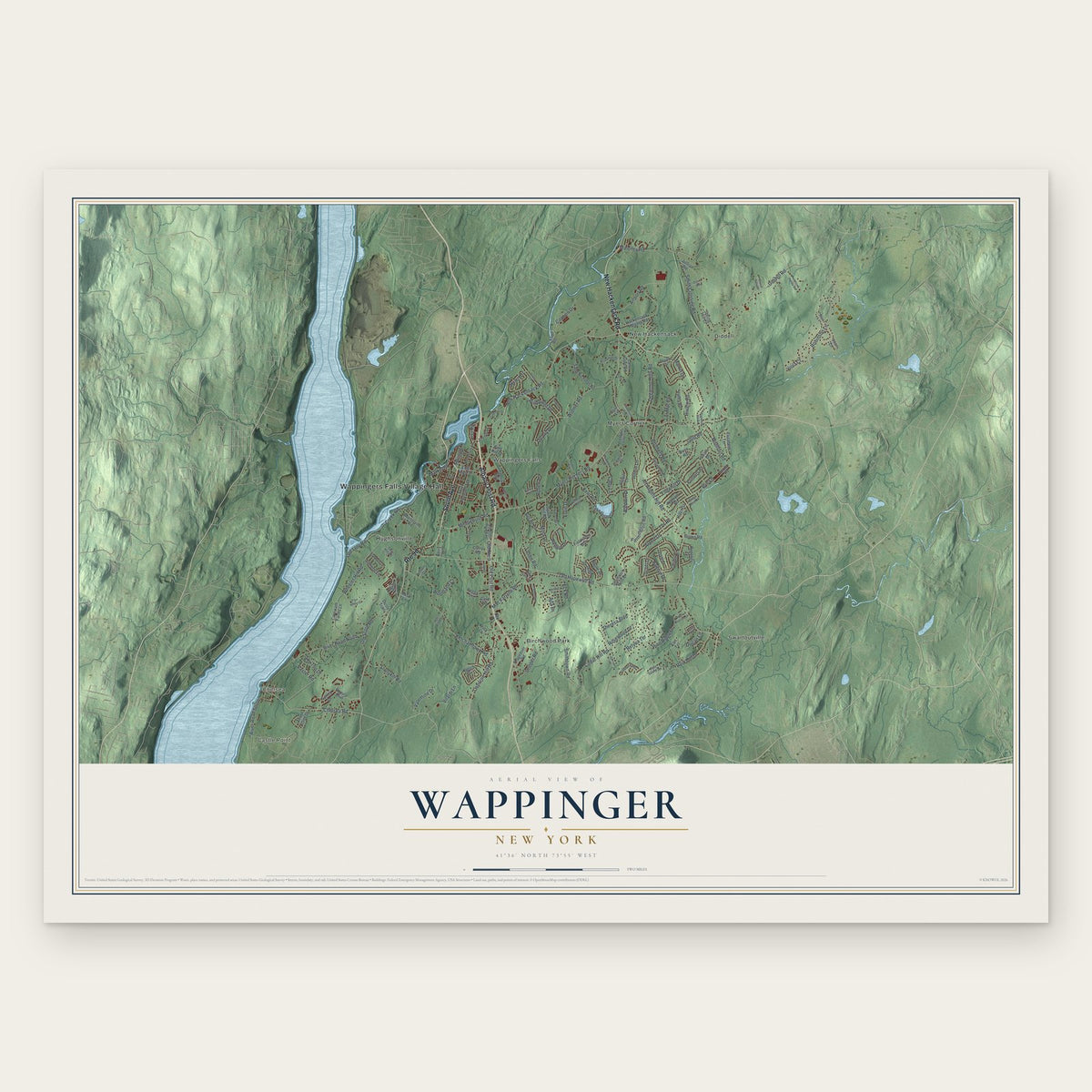 Wappinger, New York map print, the full design