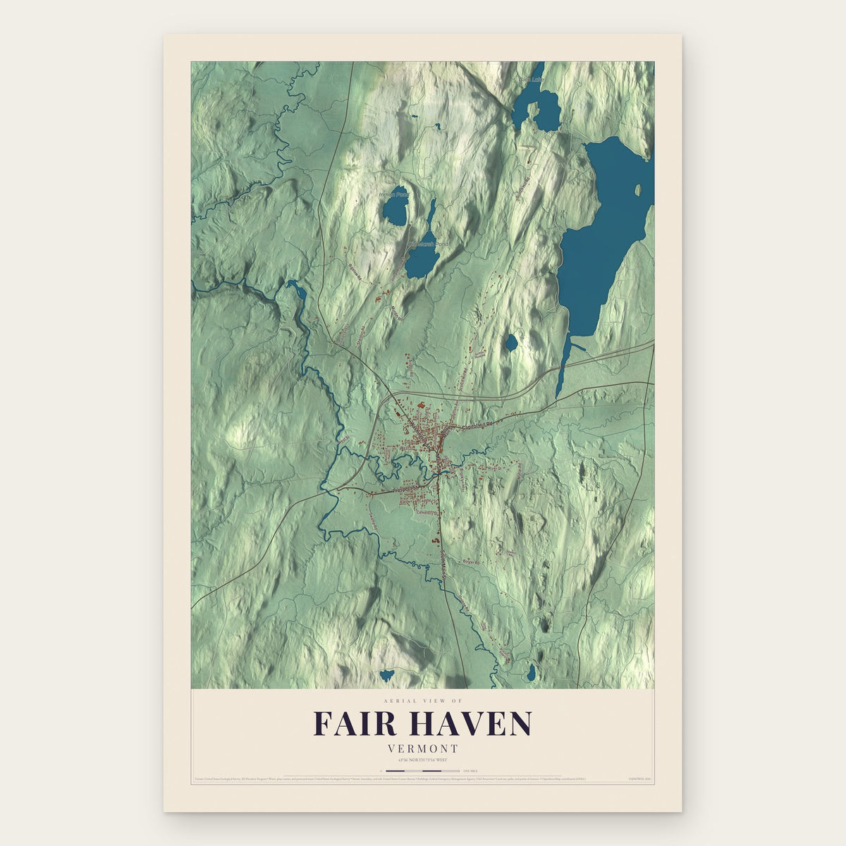 Fair Haven, Vermont map print, the full design