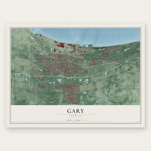 Gary, Indiana map print, the full design