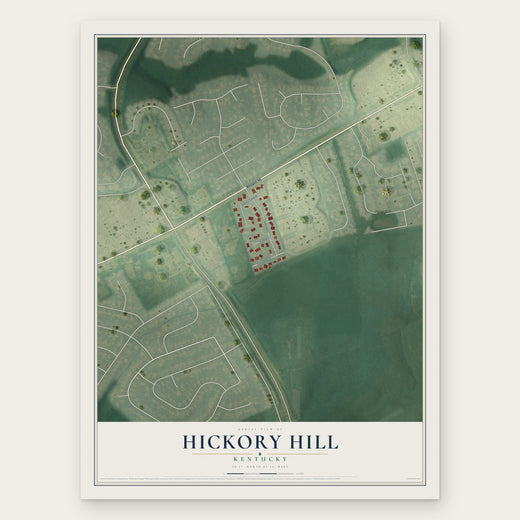 Hickory Hill, Kentucky map print, the full design