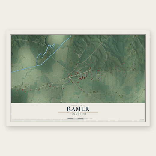 Ramer, Tennessee map print, the full design