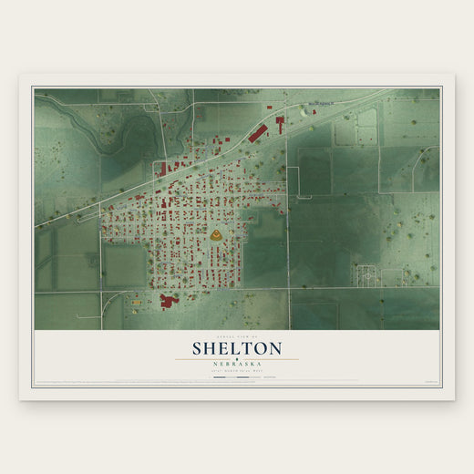Shelton, Nebraska map print, the full design