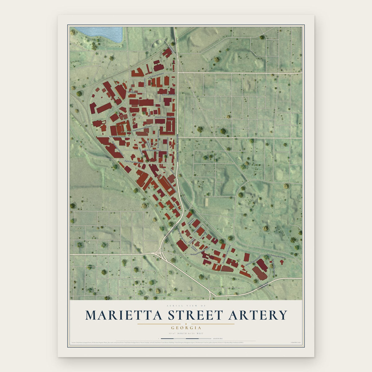 Marietta Street Artery, Georgia map print, the full design