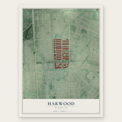 Harwood, Maryland map print, the full design