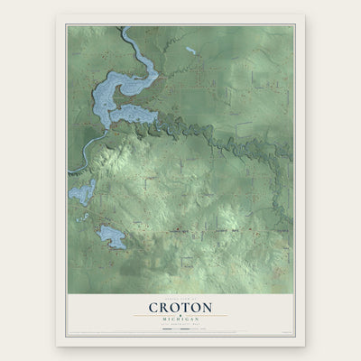Croton, Michigan map print, the full design