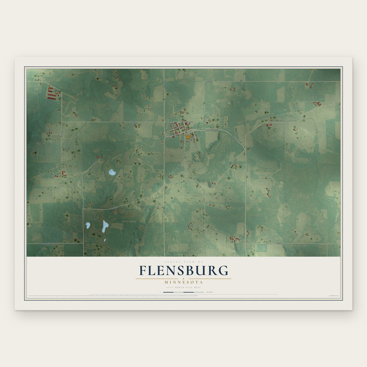Flensburg, Minnesota map print, the full design