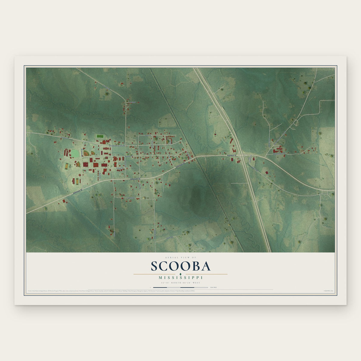 Scooba, Mississippi map print, the full design
