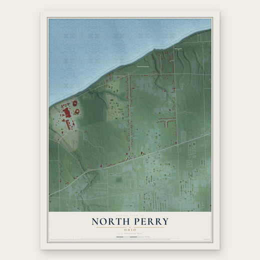 North Perry, Ohio map print, the full design
