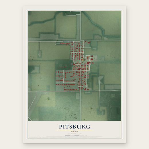 Pitsburg, Ohio map print, the full design