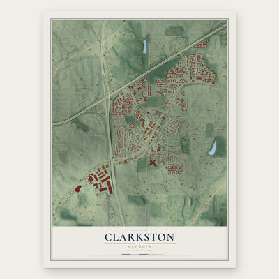 Clarkston, Georgia map print, the full design