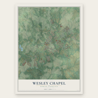 Wesley Chapel, North Carolina map print, the full design
