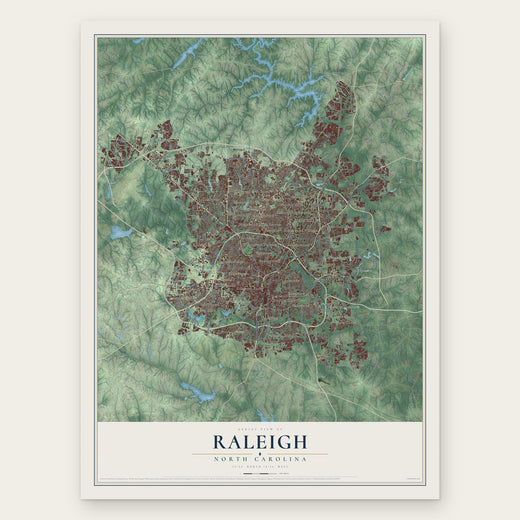 Raleigh, North Carolina map print, the full design