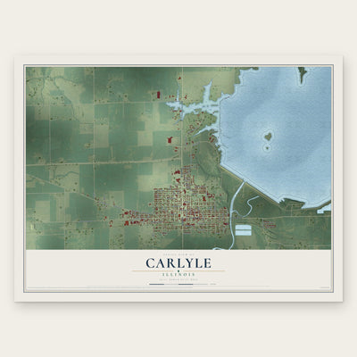 Carlyle, Illinois map print, the full design