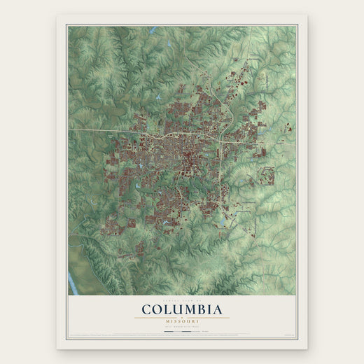 Columbia, Missouri map print, the full design