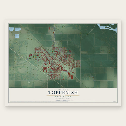 Toppenish, Washington map print, the full design
