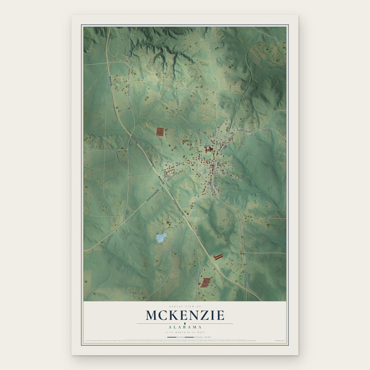 McKenzie, Alabama map print, the full design
