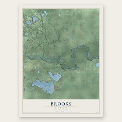 Brooks, Michigan map print, the full design