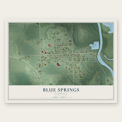 Blue Springs, Nebraska map print, the full design