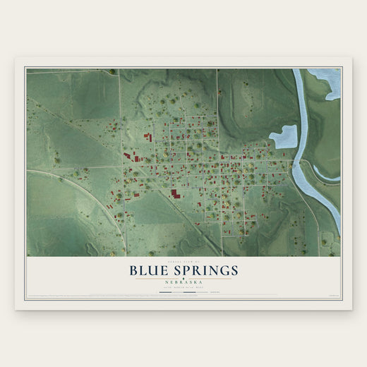Blue Springs, Nebraska map print, the full design