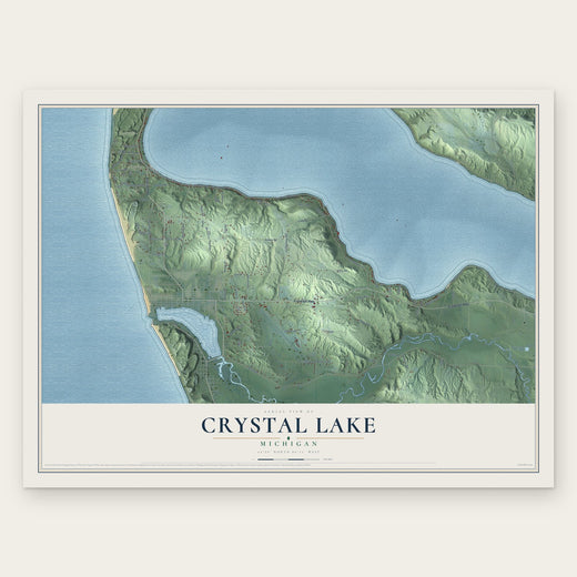 Crystal Lake, Michigan map print, the full design