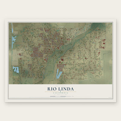 Rio Linda, California map print, the full design