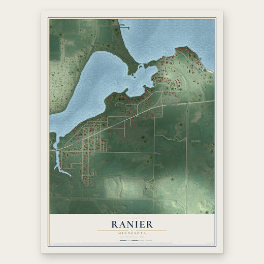 Ranier, Minnesota map print, the full design