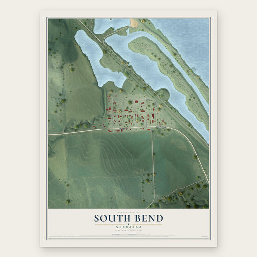 South Bend, Nebraska map print, the full design