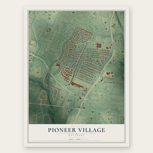 Pioneer Village, Kentucky map print, the full design