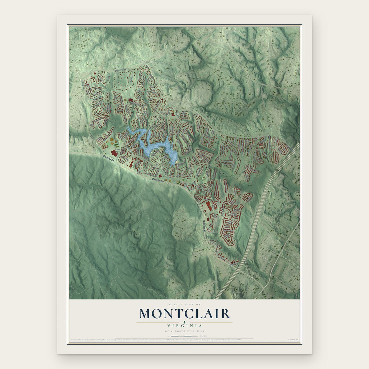 Montclair, Virginia map print, the full design