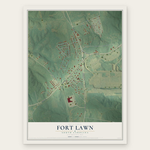 Fort Lawn, South Carolina map print, the full design
