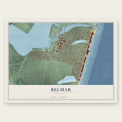 Belmar, New Jersey map print, the full design