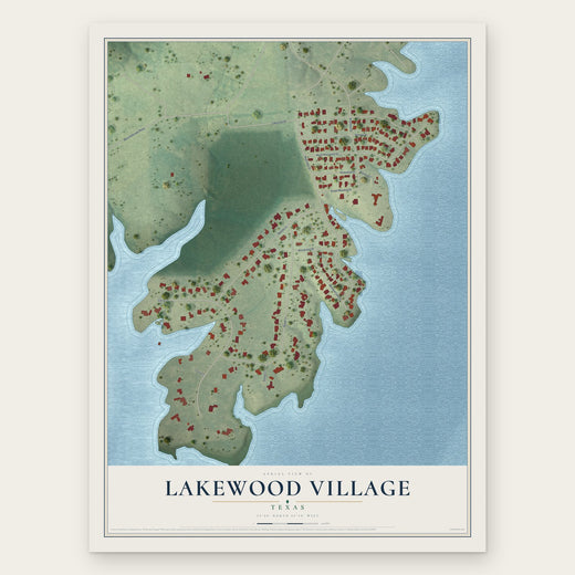 Lakewood Village, Texas map print, the full design