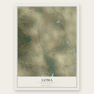 Loma, North Dakota map print, the full design