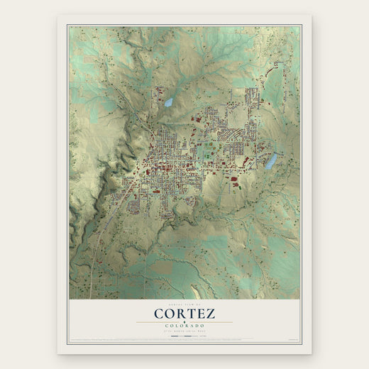 Cortez, Colorado map print, the full design
