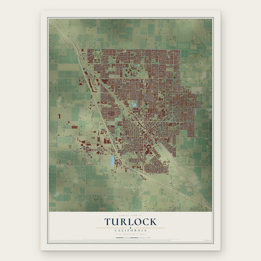 Turlock, California map print, the full design
