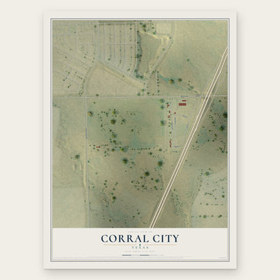 Corral City, Texas map print, the full design