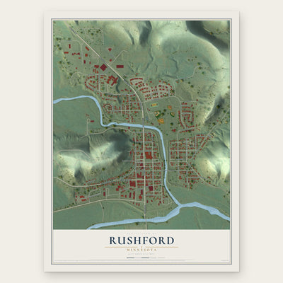 Rushford, Minnesota map print, the full design
