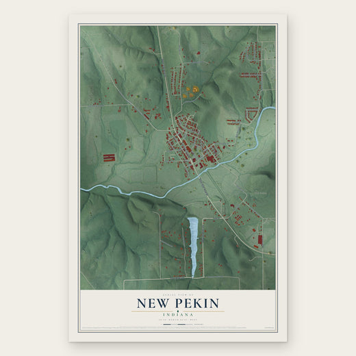 New Pekin, Indiana map print, the full design