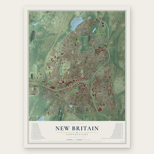 New Britain, Connecticut map print, the full design