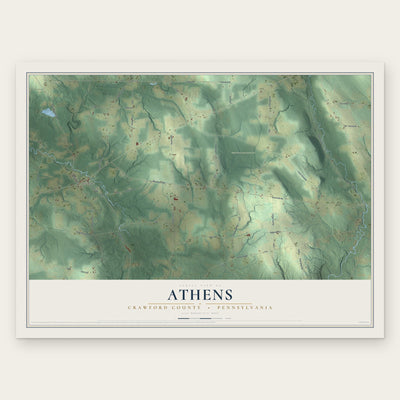 Athens, Crawford County, Pennsylvania map print, the full design