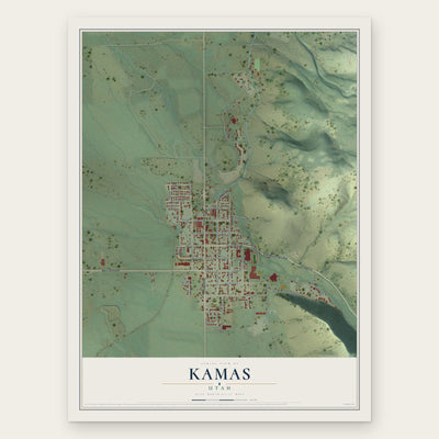 Kamas, Utah map print, the full design