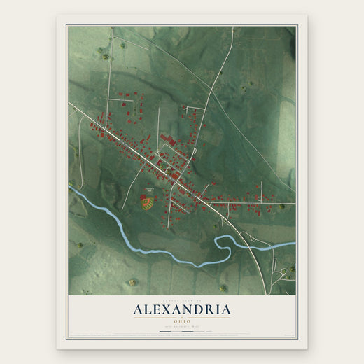Alexandria, Ohio map print, the full design