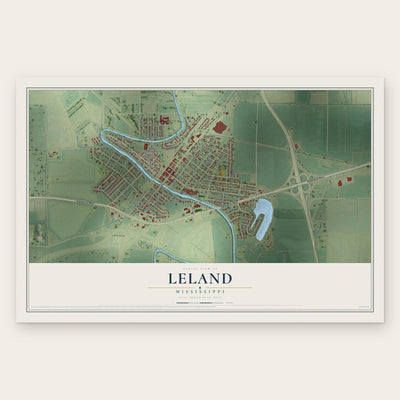 Leland, Mississippi map print, the full design