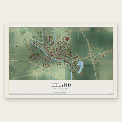 Leland, Mississippi map print, the full design