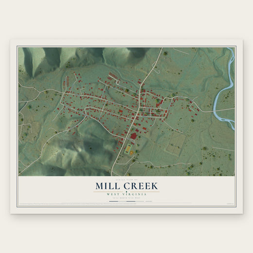 Mill Creek, West Virginia map print, the full design