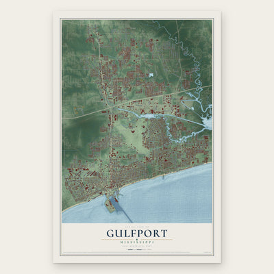 Gulfport, Mississippi map print, the full design
